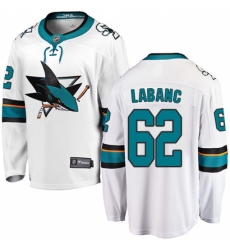 Men's San Jose Sharks #62 Kevin Labanc Fanatics Branded White Away Breakaway NHL Jersey