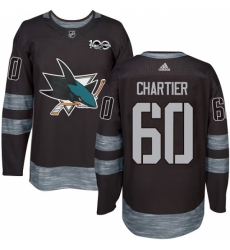 Men's Adidas San Jose Sharks #60 Rourke Chartier Authentic Black 1917-2017 100th Anniversary NHL Jersey