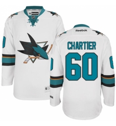 Men's Reebok San Jose Sharks #60 Rourke Chartier Authentic White Away NHL Jersey