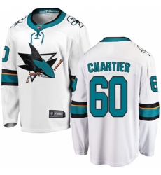 Men's San Jose Sharks #60 Rourke Chartier Fanatics Branded White Away Breakaway NHL Jersey