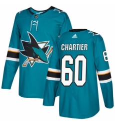 Youth Adidas San Jose Sharks #60 Rourke Chartier Authentic Teal Green Home NHL Jersey