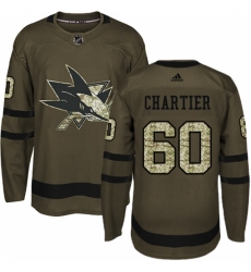Youth Adidas San Jose Sharks #60 Rourke Chartier Premier Green Salute to Service NHL Jersey