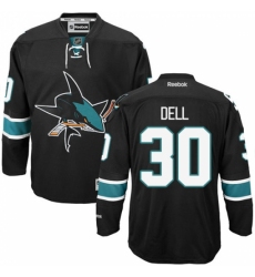 Men's Reebok San Jose Sharks #30 Aaron Dell Authentic Black Third NHL Jersey