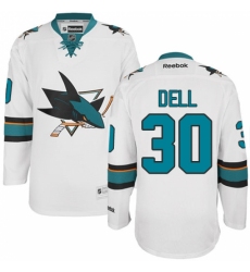 Men's Reebok San Jose Sharks #30 Aaron Dell Authentic White Away NHL Jersey