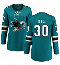 Women's San Jose Sharks #30 Aaron Dell Fanatics Branded Teal Green Home Breakaway NHL Jersey