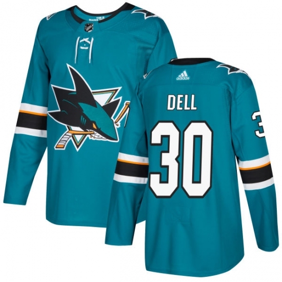 Youth Adidas San Jose Sharks #30 Aaron Dell Authentic Teal Green Home NHL Jersey Youth Adidas San Jose Sharks #30 Aaron Dell Authentic Teal Green Home NHL Jersey