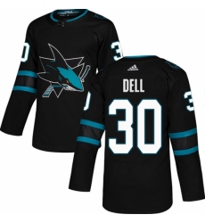 Youth Adidas San Jose Sharks #30 Aaron Dell Premier Black Alternate NHL Jersey