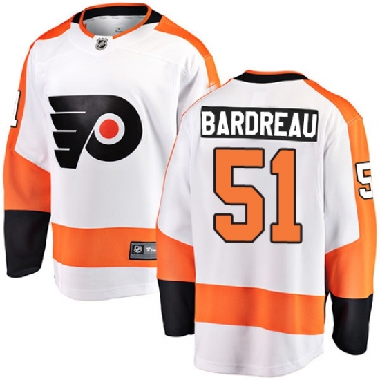 Men's Philadelphia Flyers #51 Cole Bardreau Fanatics Branded White Away Breakaway NHL Jersey Men's Philadelphia Flyers #51 Cole Bardreau Fanatics Branded White Away Breakaway NHL Jersey