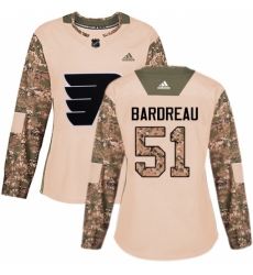 Women's Adidas Philadelphia Flyers #51 Cole Bardreau Authentic Camo Veterans Day Practice NHL Jersey