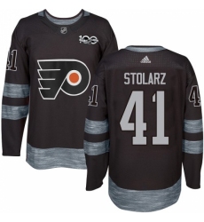 Men's Adidas Philadelphia Flyers #41 Anthony Stolarz Authentic Black 1917-2017 100th Anniversary NHL Jersey