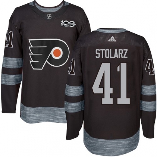 Men's Adidas Philadelphia Flyers #41 Anthony Stolarz Authentic Black 1917-2017 100th Anniversary NHL Jersey Men's Adidas Philadelphia Flyers #41 Anthony Stolarz Authentic Black 1917-2017 100th Anniversary NHL Jersey