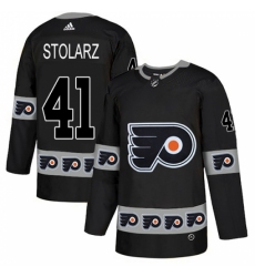 Men's Adidas Philadelphia Flyers #41 Anthony Stolarz Authentic Black Team Logo Fashion NHL Jersey