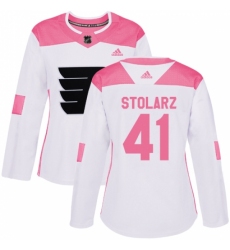 Women's Adidas Philadelphia Flyers #41 Anthony Stolarz Authentic White/Pink Fashion NHL Jersey