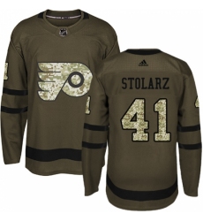 Youth Adidas Philadelphia Flyers #41 Anthony Stolarz Authentic Green Salute to Service NHL Jersey
