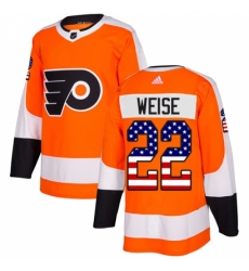 Men's Adidas Philadelphia Flyers #22 Dale Weise Authentic Orange USA Flag Fashion NHL Jersey