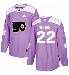 Men's Adidas Philadelphia Flyers #22 Dale Weise Authentic Purple Fights Cancer Practice NHL Jersey