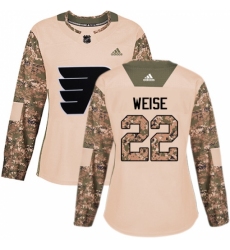 Women's Adidas Philadelphia Flyers #22 Dale Weise Authentic Camo Veterans Day Practice NHL Jersey