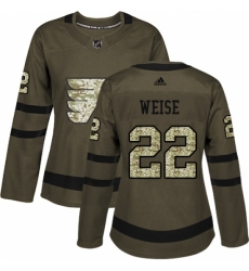 Women's Adidas Philadelphia Flyers #22 Dale Weise Authentic Green Salute to Service NHL Jersey