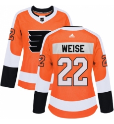 Women's Adidas Philadelphia Flyers #22 Dale Weise Authentic Orange Home NHL Jersey