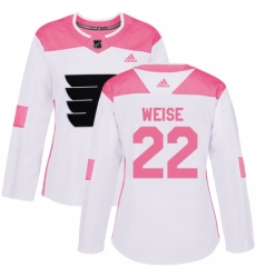 Women's Adidas Philadelphia Flyers #22 Dale Weise Authentic White/Pink Fashion NHL Jersey