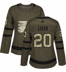 Women's Adidas Philadelphia Flyers #20 Taylor Leier Authentic Green Salute to Service NHL Jersey