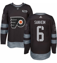 Men's Adidas Philadelphia Flyers #6 Travis Sanheim Authentic Black 1917-2017 100th Anniversary NHL Jersey