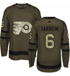 Men's Adidas Philadelphia Flyers #6 Travis Sanheim Authentic Green Salute to Service NHL Jersey
