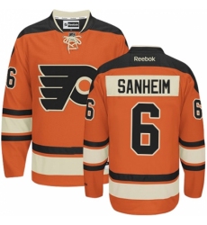 Men's Reebok Philadelphia Flyers #6 Travis Sanheim Premier Orange New Third NHL Jersey