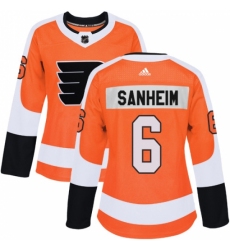 Women's Adidas Philadelphia Flyers #6 Travis Sanheim Premier Orange Home NHL Jersey