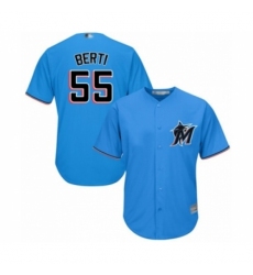 Youth Miami Marlins #55 Jon Berti Authentic Blue Alternate 1 Cool Base Baseball Player Jersey