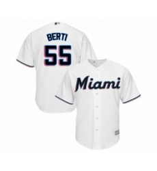 Youth Miami Marlins #55 Jon Berti Authentic White Home Cool Base Baseball Player Jersey