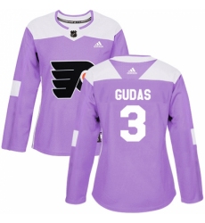 Women's Adidas Philadelphia Flyers #3 Radko Gudas Authentic Purple Fights Cancer Practice NHL Jersey