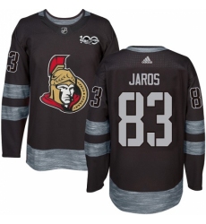 Men's Adidas Ottawa Senators #83 Christian Jaros Authentic Black 1917-2017 100th Anniversary NHL Jersey