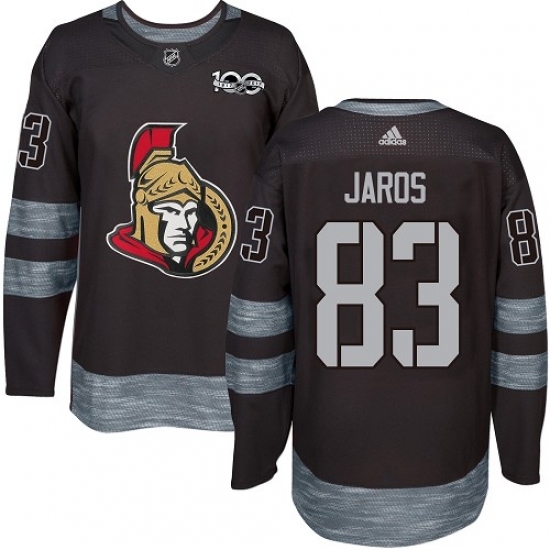 Men's Adidas Ottawa Senators #83 Christian Jaros Authentic Black 1917-2017 100th Anniversary NHL Jersey Men's Adidas Ottawa Senators #83 Christian Jaros Authentic Black 1917-2017 100th Anniversary NHL Jersey