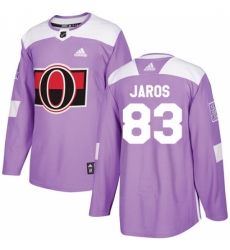 Men's Adidas Ottawa Senators #83 Christian Jaros Authentic Purple Fights Cancer Practice NHL Jersey
