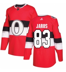 Men's Adidas Ottawa Senators #83 Christian Jaros Authentic Red 2017 100 Classic NHL Jersey