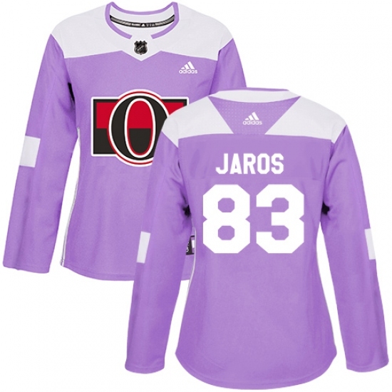 Women's Adidas Ottawa Senators #83 Christian Jaros Authentic Purple Fights Cancer Practice NHL Jersey Women's Adidas Ottawa Senators #83 Christian Jaros Authentic Purple Fights Cancer Practice NHL Jersey