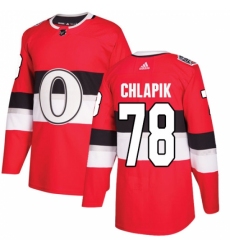Men's Adidas Ottawa Senators #78 Filip Chlapik Authentic Red 2017 100 Classic NHL Jersey