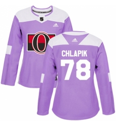 Women's Adidas Ottawa Senators #78 Filip Chlapik Authentic Purple Fights Cancer Practice NHL Jersey