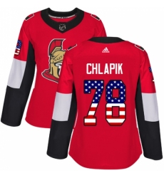 Women's Adidas Ottawa Senators #78 Filip Chlapik Authentic Red USA Flag Fashion NHL Jersey