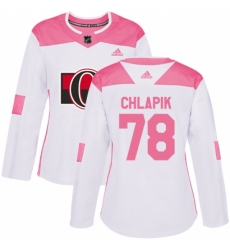 Women's Adidas Ottawa Senators #78 Filip Chlapik Authentic White/Pink Fashion NHL Jersey