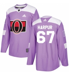 Men's Adidas Ottawa Senators #67 Ben Harpur Authentic Purple Fights Cancer Practice NHL Jersey