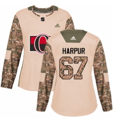 Women's Adidas Ottawa Senators #67 Ben Harpur Authentic Camo Veterans Day Practice NHL Jersey