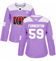 Women's Adidas Ottawa Senators #59 Alex Formenton Authentic Purple Fights Cancer Practice NHL Jersey