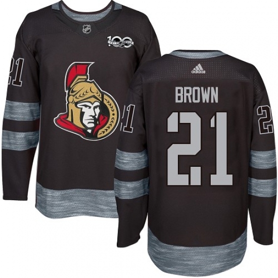 Men's Adidas Ottawa Senators #21 Logan Brown Authentic Black 1917-2017 100th Anniversary NHL Jersey Men's Adidas Ottawa Senators #21 Logan Brown Authentic Black 1917-2017 100th Anniversary NHL Jersey