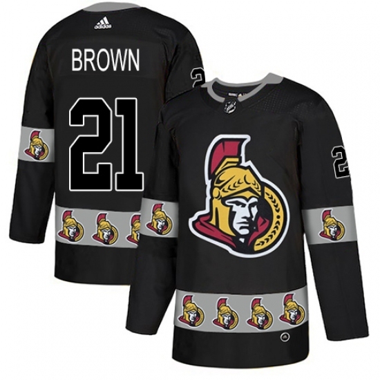 Men's Adidas Ottawa Senators #21 Logan Brown Authentic Black Team Logo Fashion NHL Jersey Men's Adidas Ottawa Senators #21 Logan Brown Authentic Black Team Logo Fashion NHL Jersey