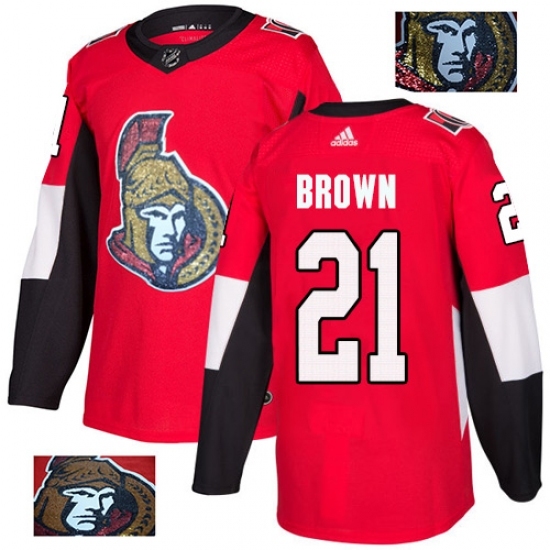 Men's Adidas Ottawa Senators #21 Logan Brown Authentic Red Fashion Gold NHL Jersey Men's Adidas Ottawa Senators #21 Logan Brown Authentic Red Fashion Gold NHL Jersey