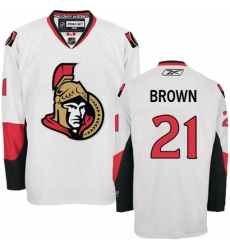Men's Reebok Ottawa Senators #21 Logan Brown Authentic White Away NHL Jersey
