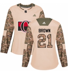 Women's Adidas Ottawa Senators #21 Logan Brown Authentic Camo Veterans Day Practice NHL Jersey