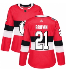 Women's Adidas Ottawa Senators #21 Logan Brown Authentic Red 2017 100 Classic NHL Jersey